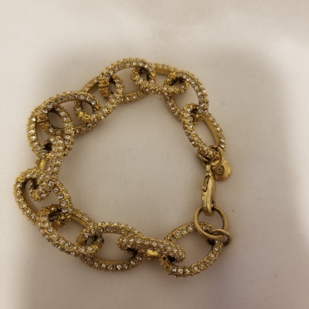 J. Crew Gold and Crystal Pave' Chain Link Bracelet